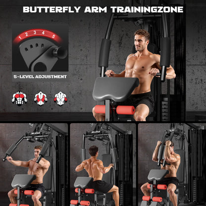 Home Gym, Multifunctional H10 Home Gym Equipment, Workout Station with 146LBS Weight Stack, Exercise Equipment with Pulley System for Full Body Training