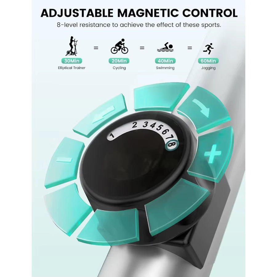 Elliptical Machine for Home Hyper-Quiet Elliptical Exercise Machine Compact Elliptical Trainer W/8 Levels Adjustable Resistance