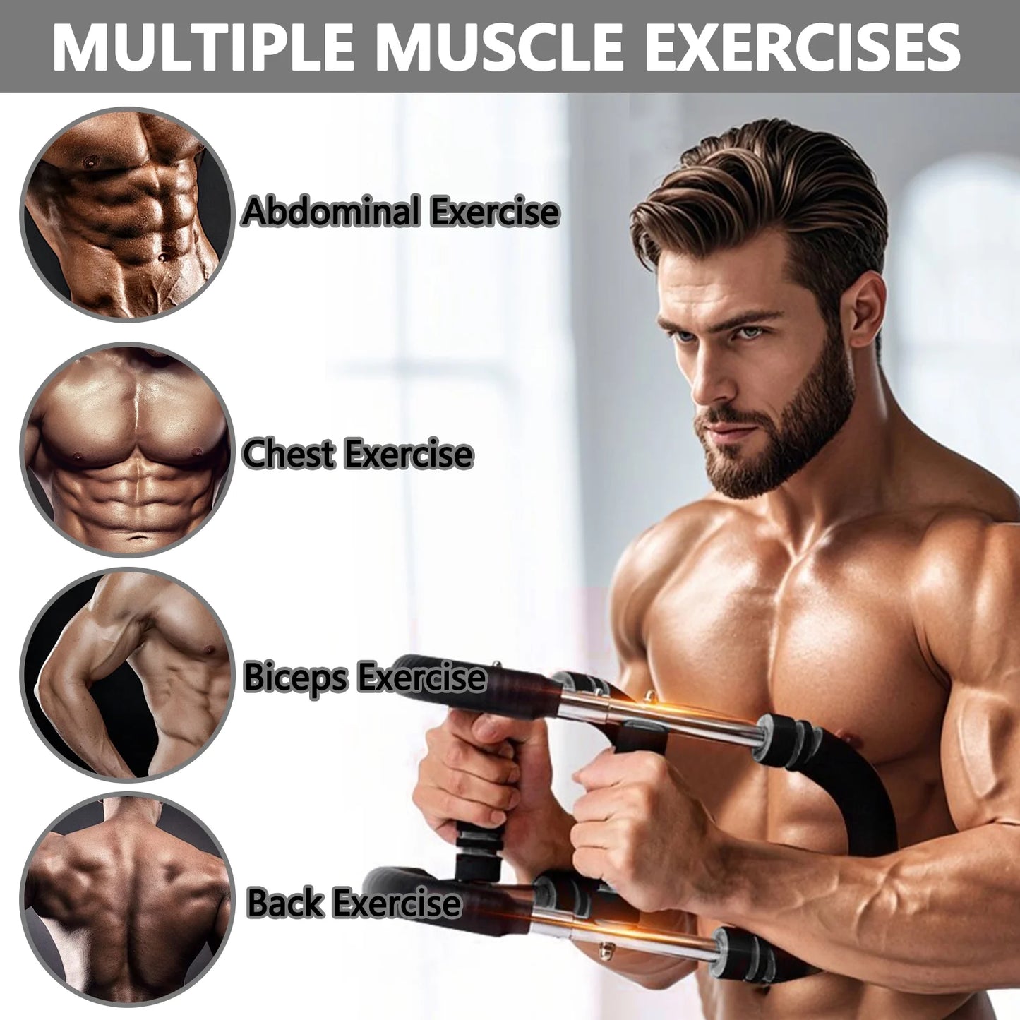 Twister Arm Trainer, 66-110Lb Adjustable Chest Workout Equipment, Chest Trainer for Men, Portable Detachable Spring Resistance Home Fitness Equipment for Enhancing Upper Body Muscle, Gray