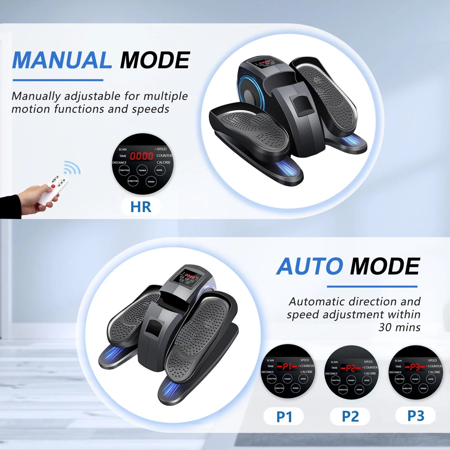 under Desk Elliptical Exercise Machine, Electric Leg Exerciser While Sitting for Seniors,12 Adjustable Speeds with Remote Control