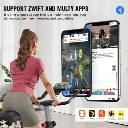 Bluetooth Magnetic Exercise Bike Indoor Cycling Bike Stationary Bikes 40Lbs Flywheel 350Lbs