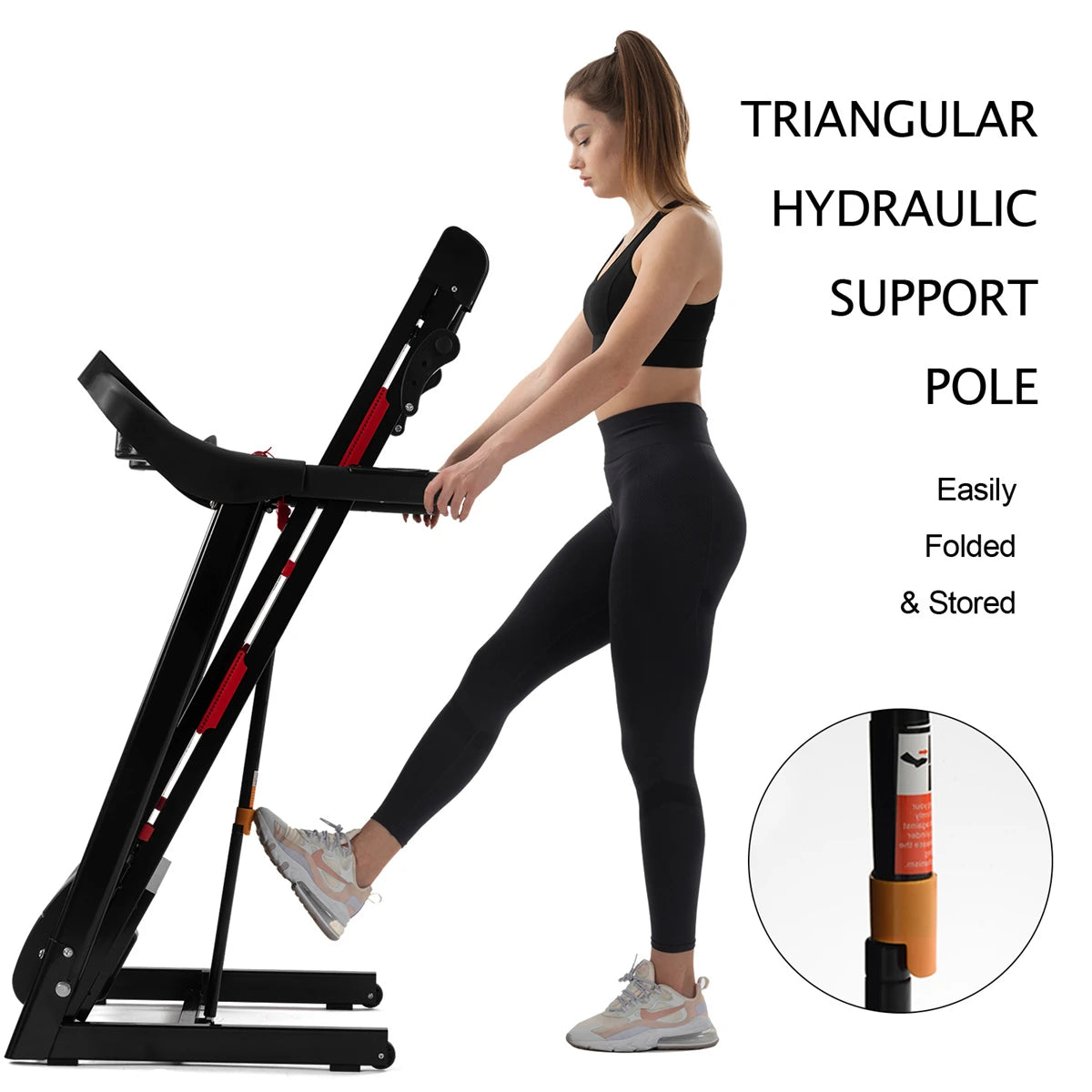 [USA Direct] Bominfit JK88 Home Office Folding Treadmill - 3.5HP Quiet Motor | 1-16Km/H Running & Walking | Installation-Free | Cup Holder | Folding Handle | Smart LED Display | Heart Rate Sensor | Max 150Kg User Weight