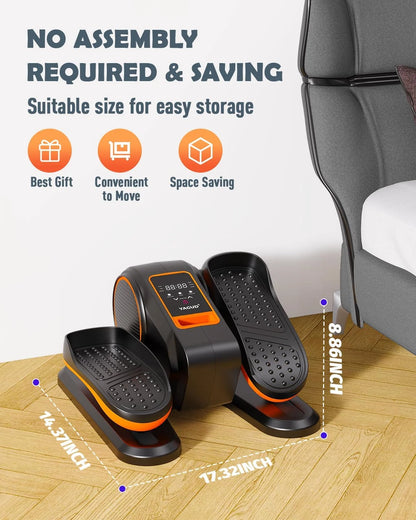 under Desk Elliptical Machine, Electric Ellipse Leg Exerciser for Senior, 12 Adjustable Speeds Quiet and Portable Seated Pedal Exerciser for Training with Remote Control, Orange