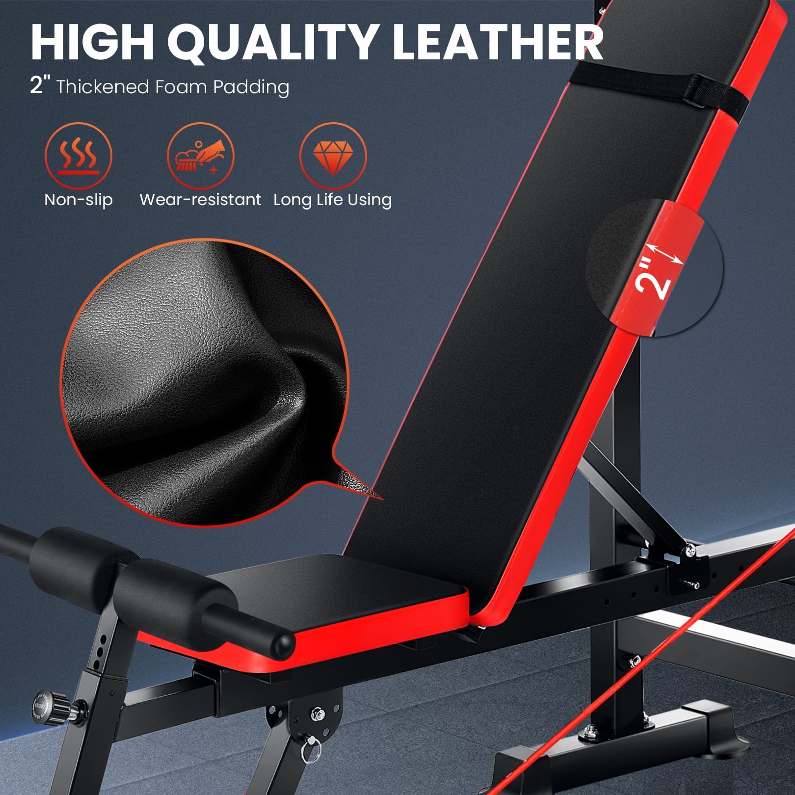 Foldable , Adjustable Weight Bench Set with Barbell Rack Removable Foot Catch for Incline Flat Decline Sit up Bench Press Set for Full Body Exercise