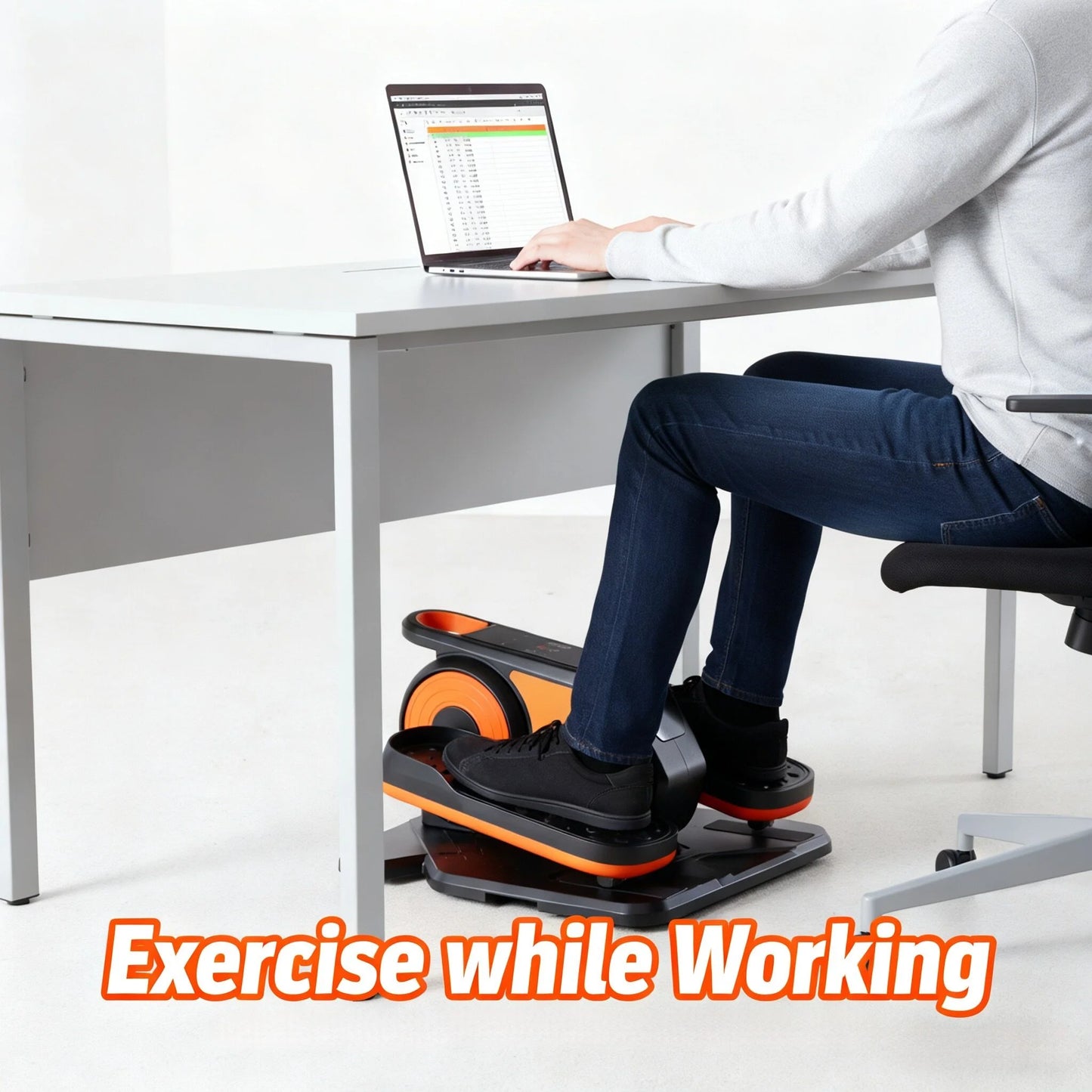 under Desk Elliptical Machine, Portable Electric Leg Exerciser with Remote, Electric Seated Pedal Exerciser for Seniors, Home Office, Orange