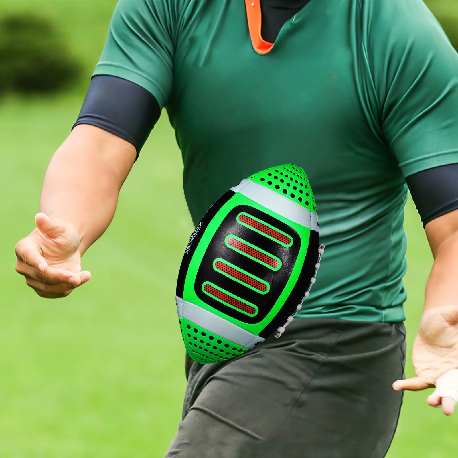 1 Green Youth Size Football Training Ball Small American Football Beach Rugby Ball Soccer Gear Durable Material Stylish Design