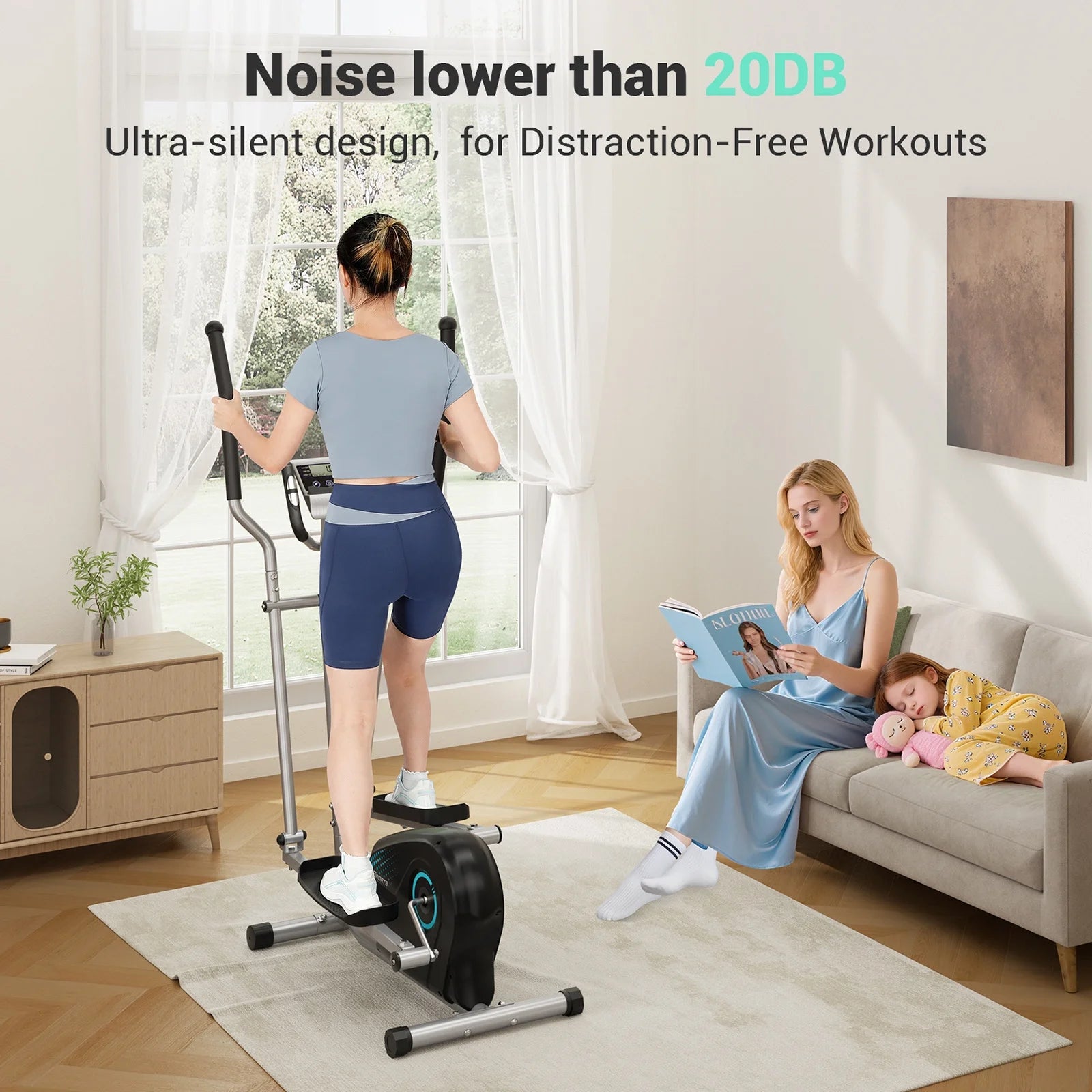 Elliptical Machine,16-Level Hyper-Quiet Drive Whit LCD Monitor  Elliptical 265LBS Capacity for Home Use