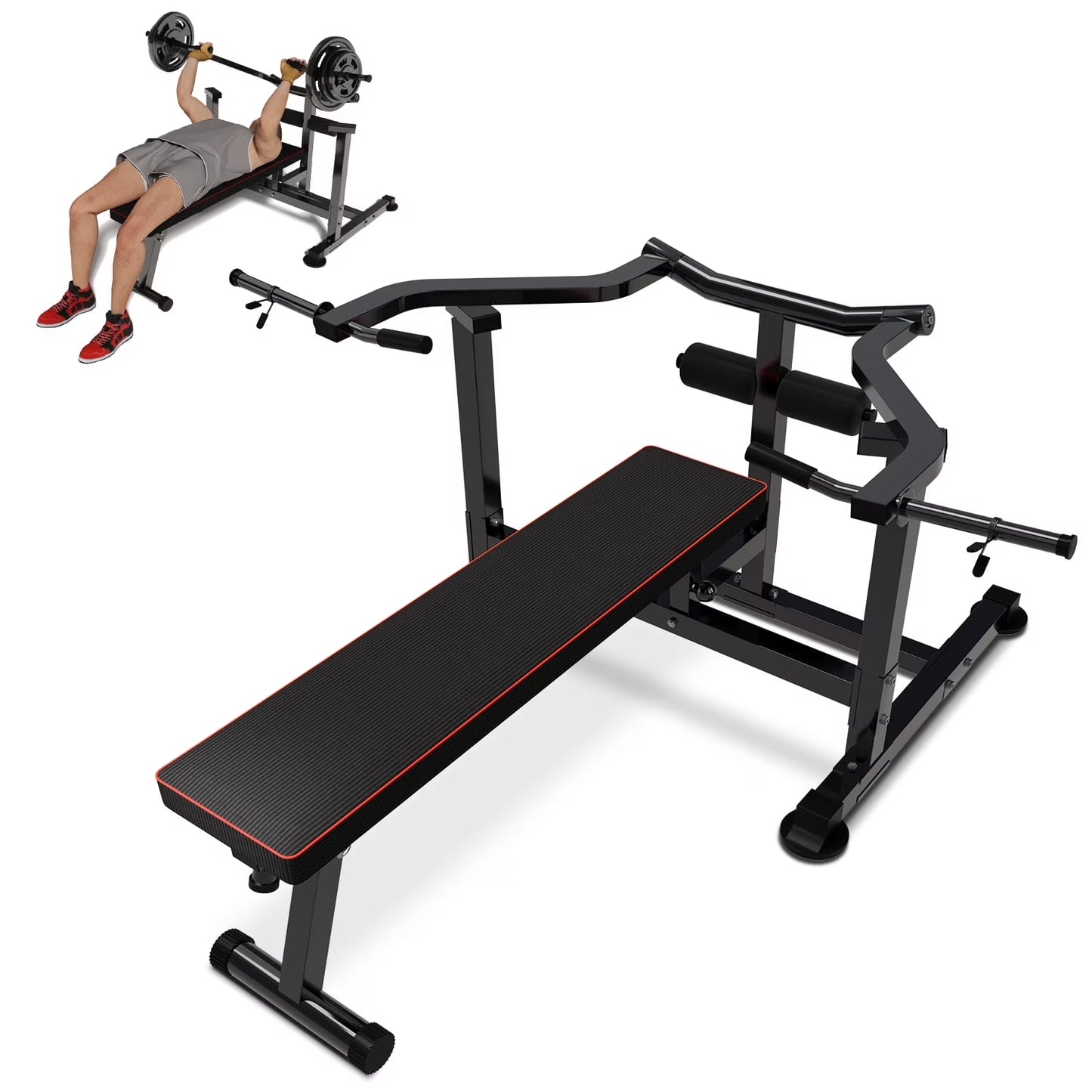 Chest Press Machine Bench Press Set Arm and AB Workouts Dumbbell Rack Gym Bar Steel 660Lbs