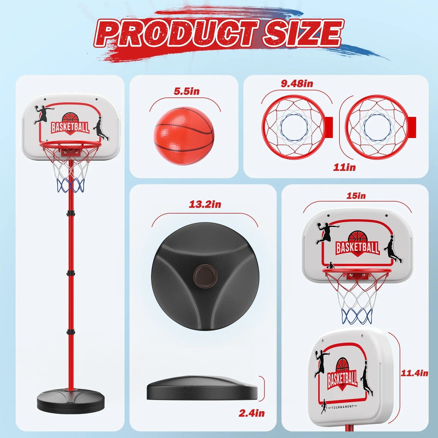 2 in 1 Kids Basketball Hoop and Punching Bag, Adjustable Stand with Boxing Gloves & 2 Balls, Toddler Basketball Hoop and Boxing Bag Set Toy for Outdoor Indoor Sports Games