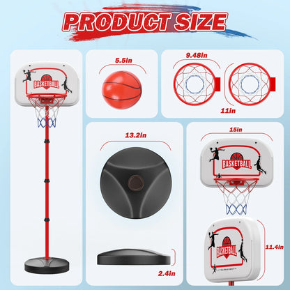 2 in 1 Kids Basketball Hoop and Punching Bag, Adjustable Stand with Boxing Gloves & 2 Balls, Toddler Basketball Hoop and Boxing Bag Set Toy for Outdoor Indoor Sports Games