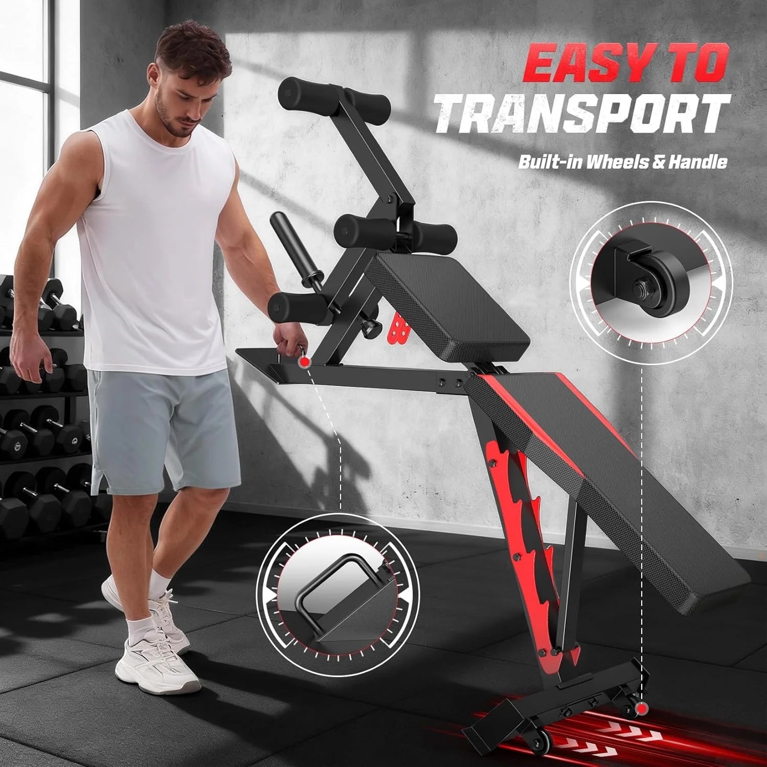 1200LBS Weight Bench, 5 Position Back Adjustable Workout Bench with Leg Developer, Multi-Purpose Utility Bench for Home Gym Strength Training, Flat/Incline/Decline Bench Press