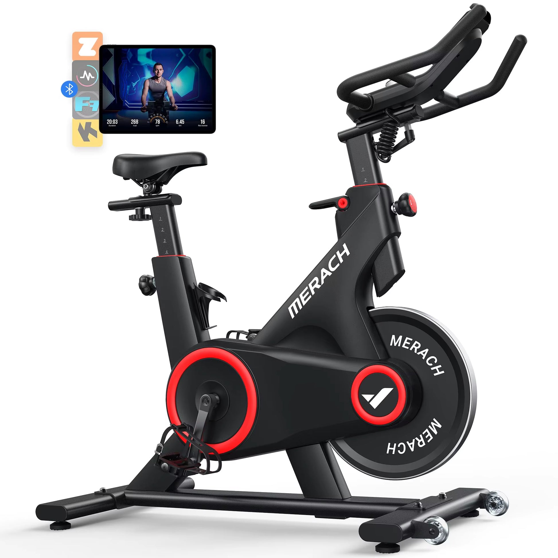 Indoor Exercise Bike with Auto Resistance Bluetooth Stationary Bike with APP Data Tracking & Tablet Holder Cycling Bike