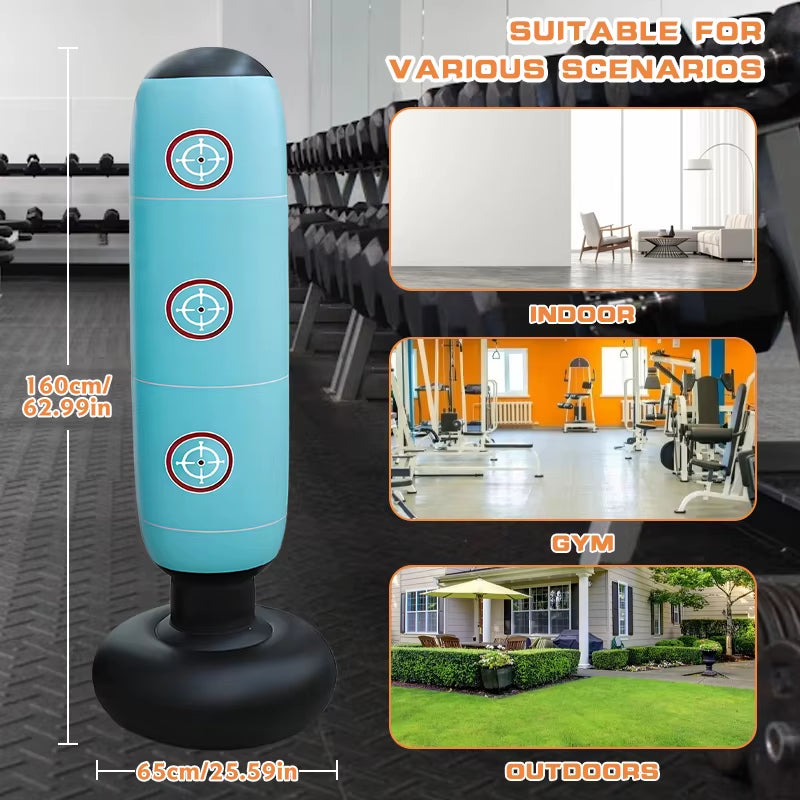Punching Bag with Stand Adult,Inflatable Freestanding Heavy Duty Boxing Bag,Women Men Training Equipment Exercise Boxing Standin