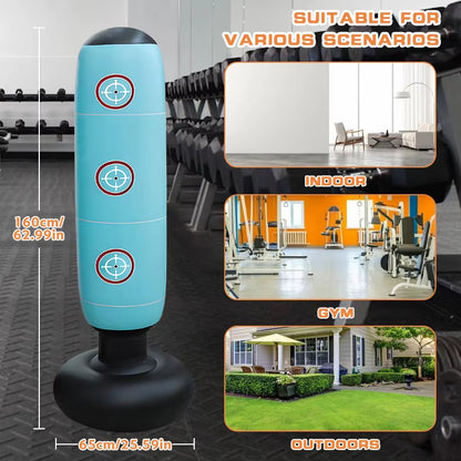 Punching Bag with Stand Adult,Inflatable Freestanding Heavy Duty Boxing Bag,Women Men Training Equipment Exercise Boxing Standin