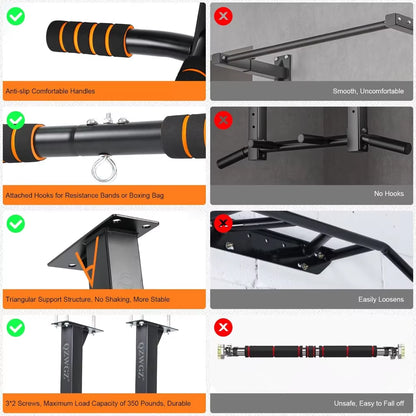 Heavy Duty Adjustable Pull up Bar for Home Gym, Wall & Ceiling Mount Strength Training Equipment