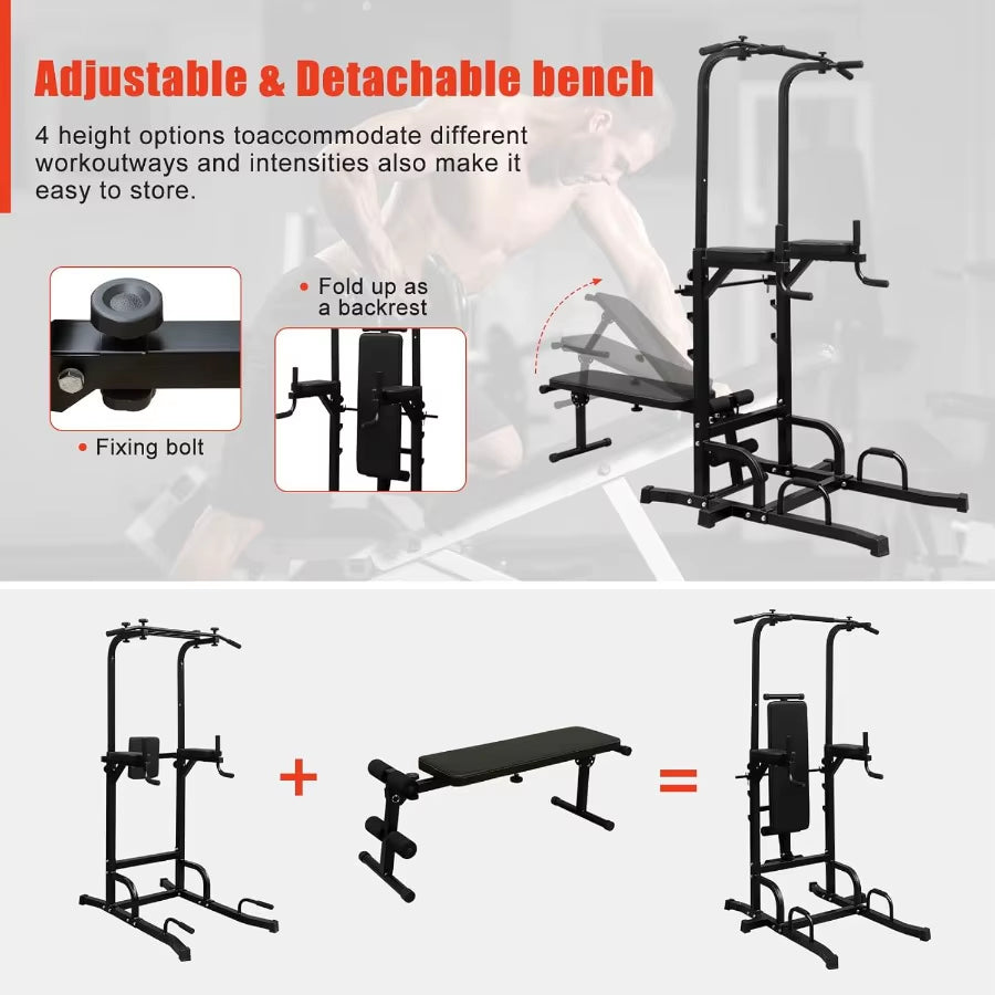 Adjustable Height Dip Bar Station Heavy Duty Dip Station Push up Bar for Home Gym Multi-Function Dip Station Pull up Bar Full B