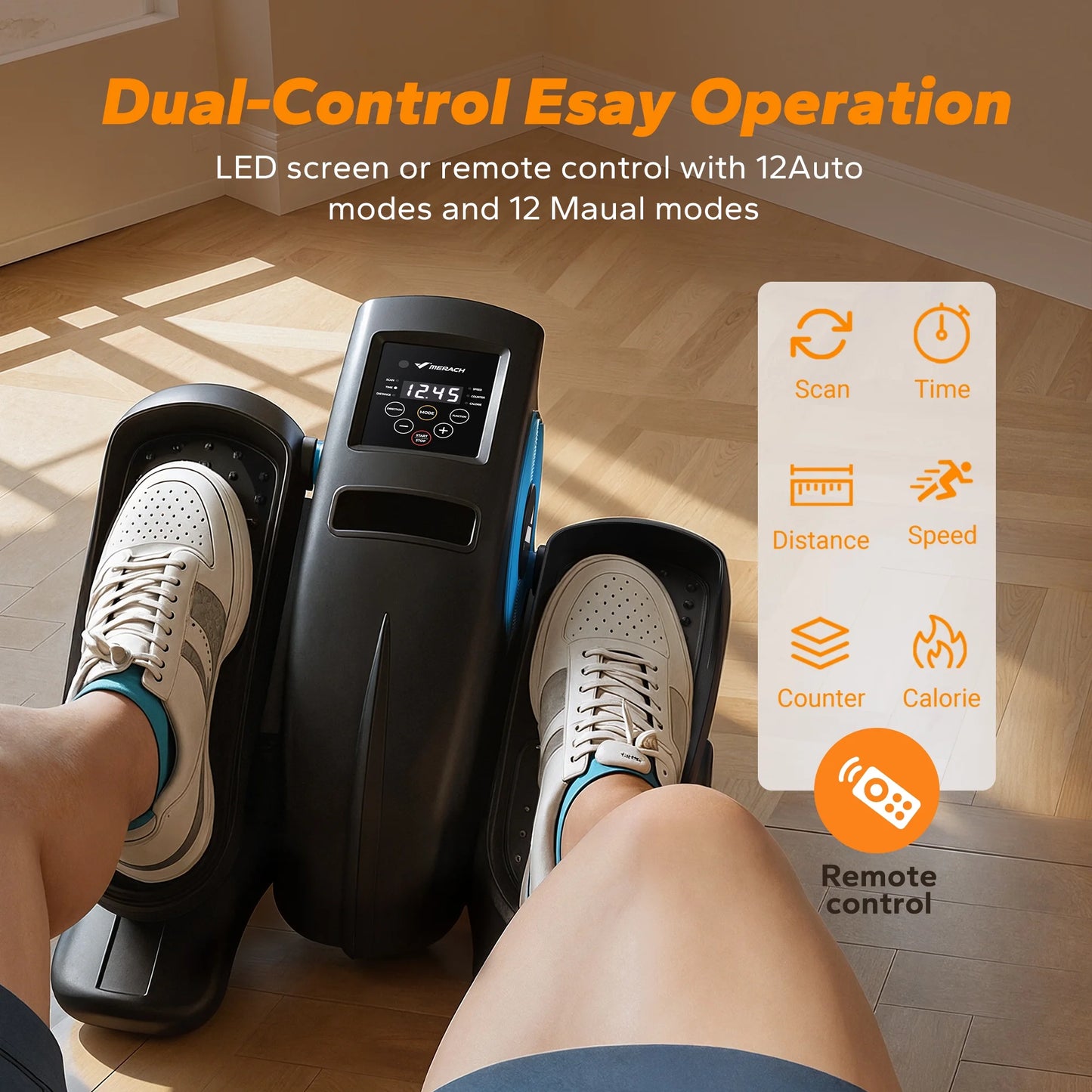 under Desk Elliptical Machine, Quiet Electric Ellipse Leg Exerciser with Remote, 12 Speed Sit-Down Pedal Exerciser for Home & Office, Gift