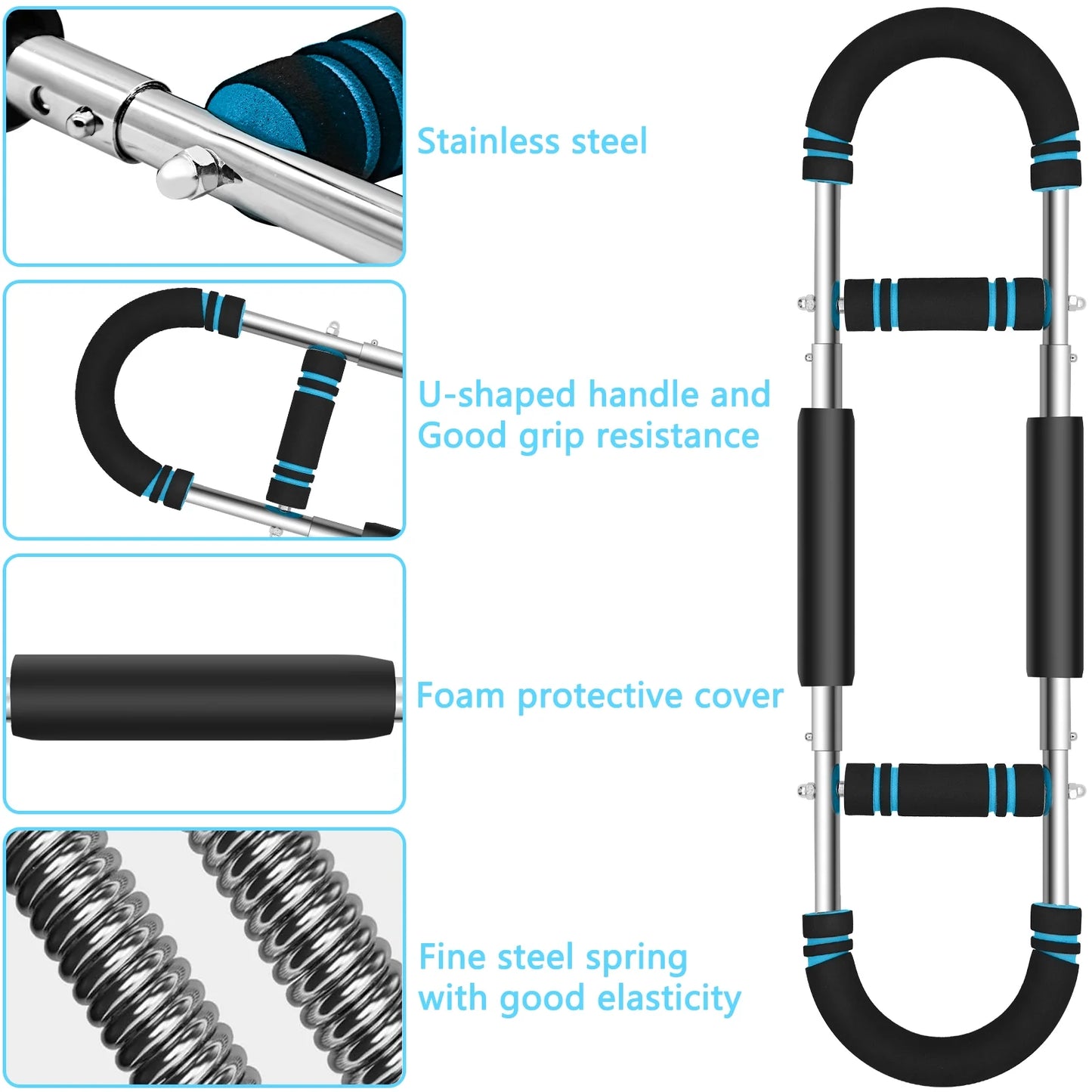 Twister Arm Trainer, 66-110Lb Adjustable Chest Workout Equipment, Chest Trainer for Men, Portable Detachable Spring Resistance Home Fitness Equipment for Enhancing Upper Body Muscle, Blue