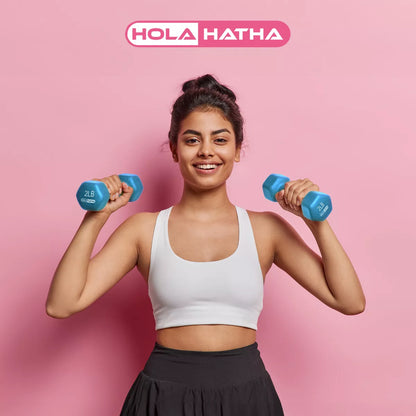 Holahatha 1, 2, and 3 Pound Neoprene Dumbbell Weight Set with Storage Rack Stand, Ideal Strength Training Home Gym Workout Equipment for Muscle Toning