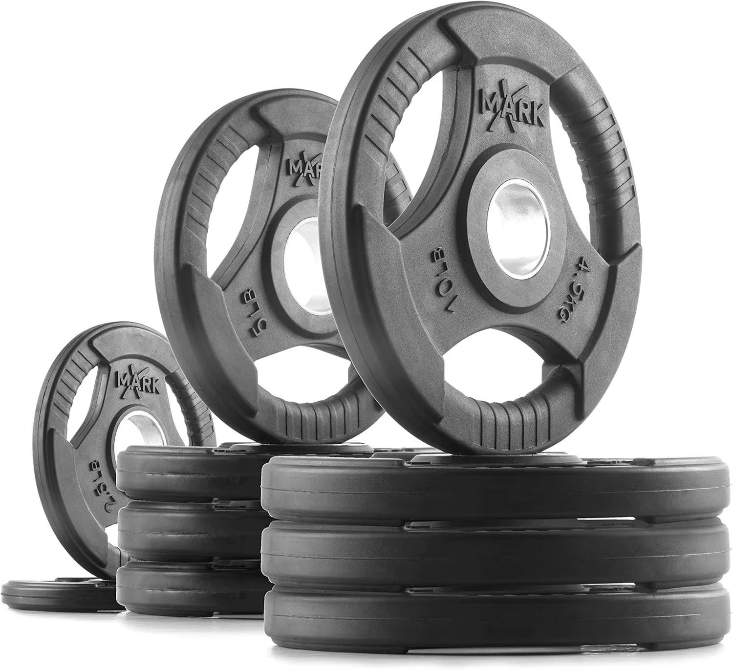 Pair or Set of Weight Plates, Rubber Coated Exercise Weights for Barbell, Strength Training Weight Set for Home Gym