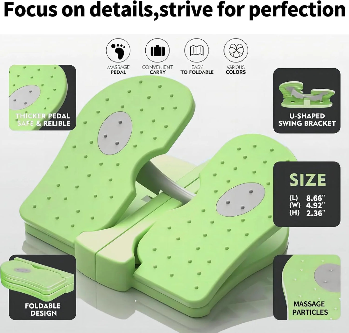 Mini Foldable Leg Exerciser Portable Foot Pedal Exercise Machine under Desk Stepper Exercising Leg Muscles Physical Therapy Leg Exercise Relieves Varicose Veins at Home Office