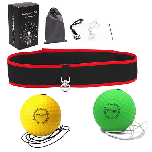 4/2Pcs Muay Thai Hand Eye Training Punch Ball Headband Boxing Reaction Ball with Headband Exerciser Gym Boxing Reflex Speed Ball