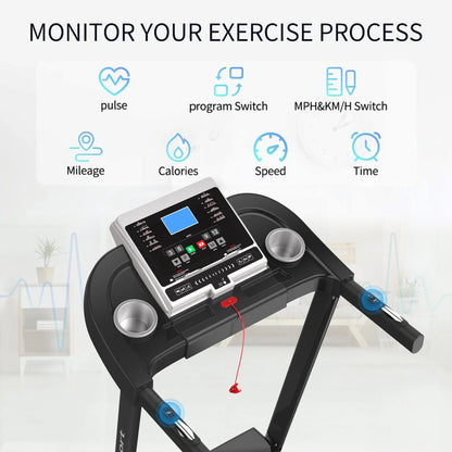 "Electric Exercise Treadmills on Sale, 55"" X 26"" X 48"" Smart Folding Treadmill with MP3 Ipad/ Cup Holder, 12 Preset Program, Motorized Running Exercise Equipment for Home, Black"