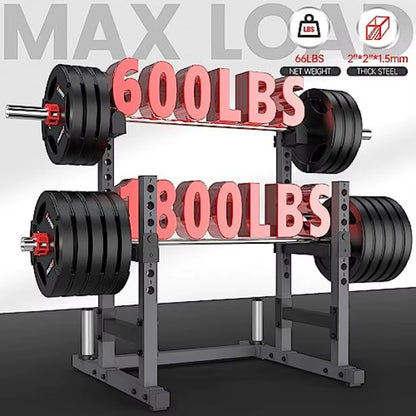 Squat Rack for Home Gym with Max Load 1800 Lbs for Bumpers and 600 Lbs for J Hooks