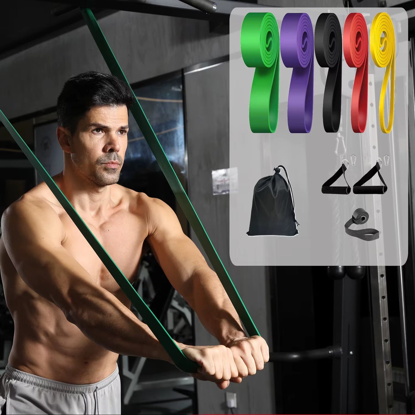 7 Packs Pull up Assist Bands Set Resistance Loop Bands Powerlifting Workout Exercise Stretch Bands with Door Anchor Foam