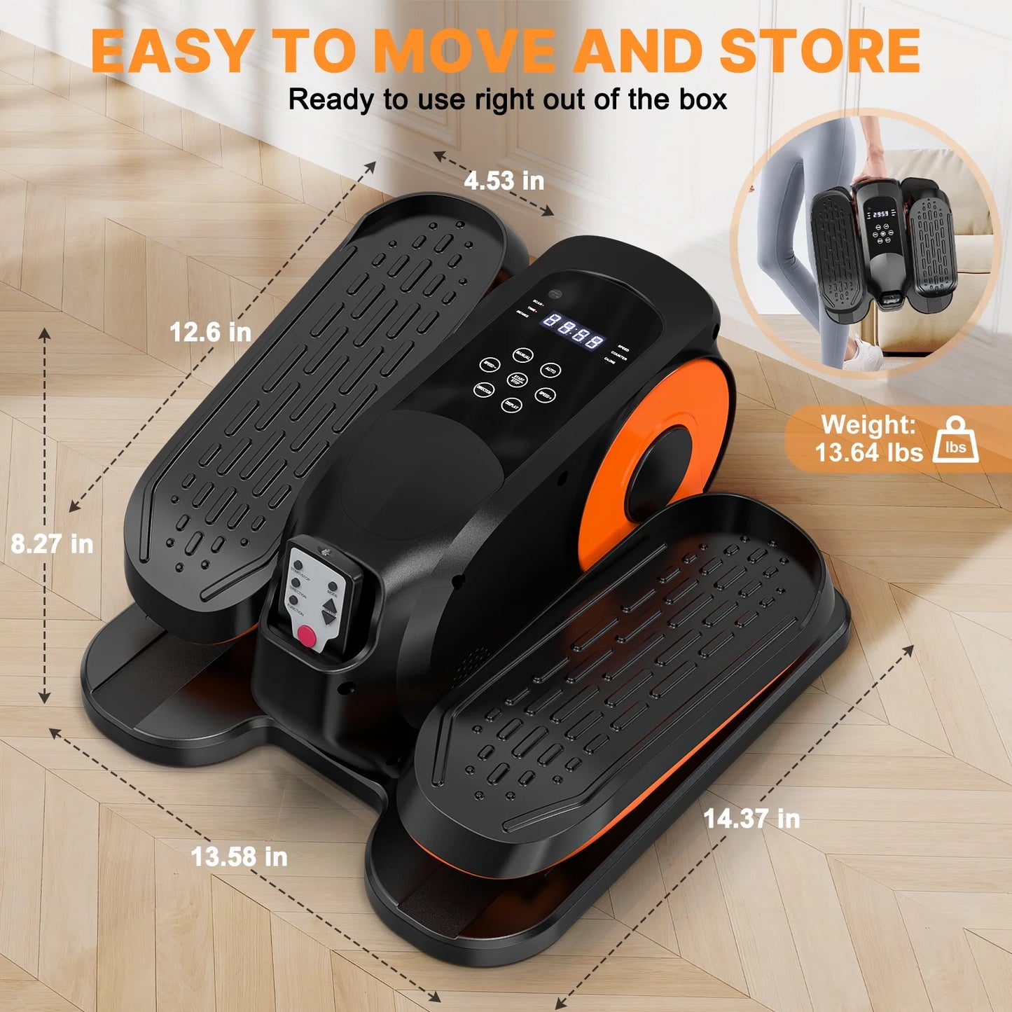Quiet under Desk Elliptical Machine, 12 Gear Adjustable Speeds Ellipse Leg Exerciser for Home & Office