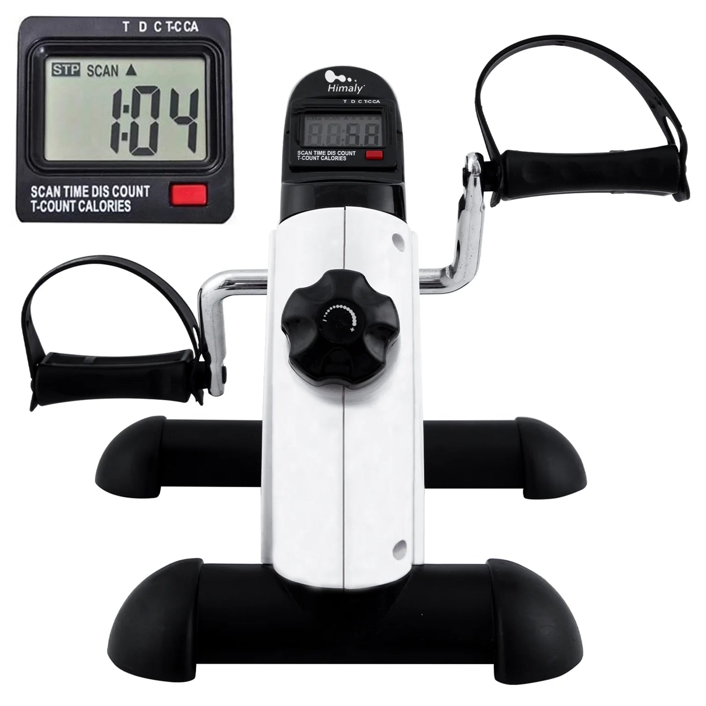 Exercise Bike, under Desk Bike Pedal Exerciser, Portable Mini Trainer Bike with LCD Screen Displays, White