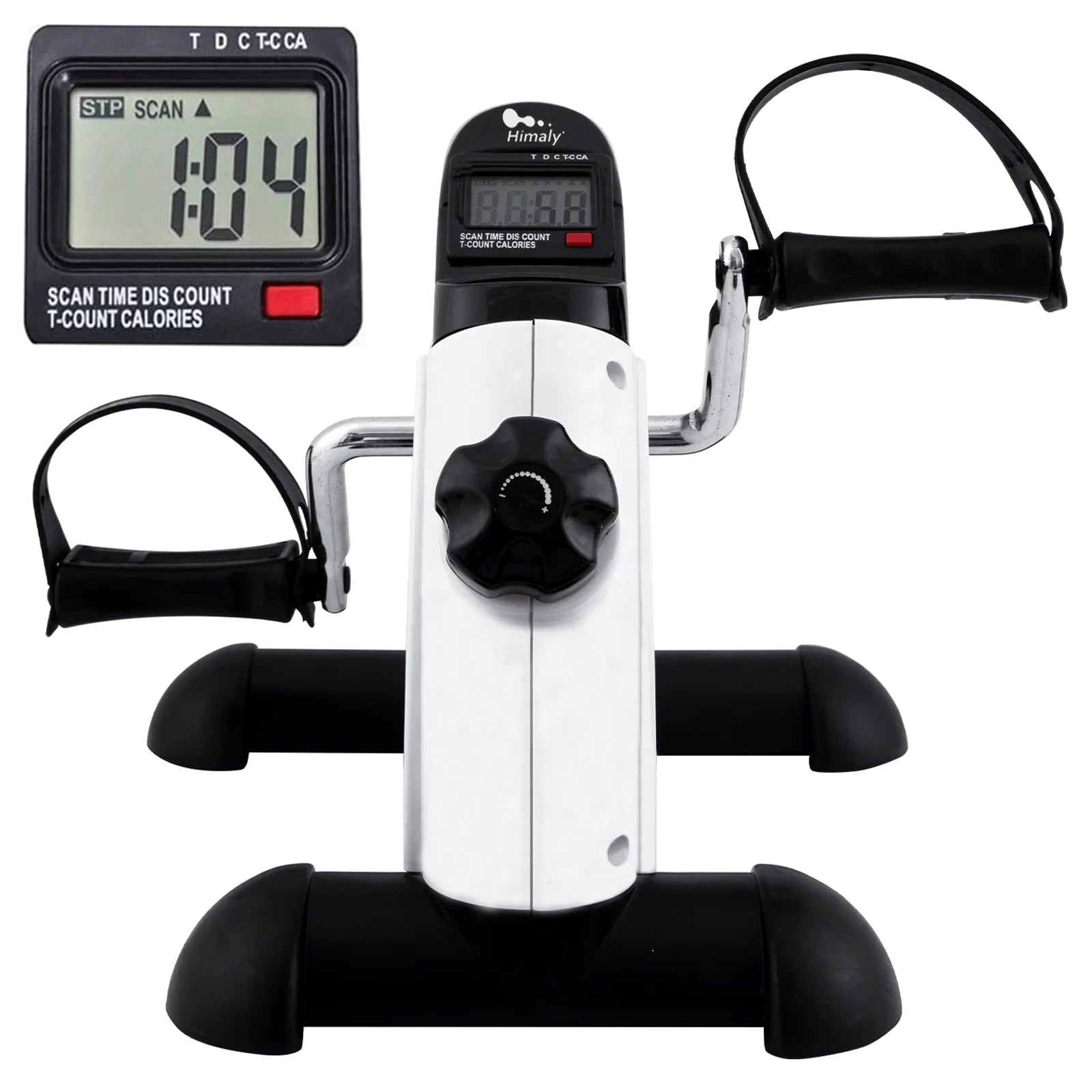 Exercise Bike, under Desk Bike Pedal Exerciser, Portable Mini Trainer Bike with LCD Screen Displays, White