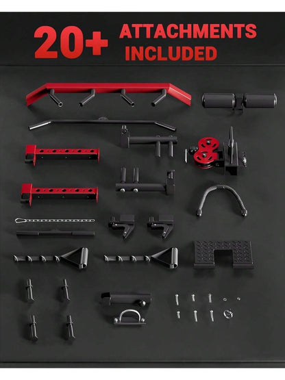 Ataucjin Smith Machine Home Gym All in One, 2200LBS Squat Rack Power Cage Workout Equipment with Smith Bar, LAT Pull-Down Systems, Cable 1, Leg Hold-Down and More Attachments(Ship in 4 Boxes)