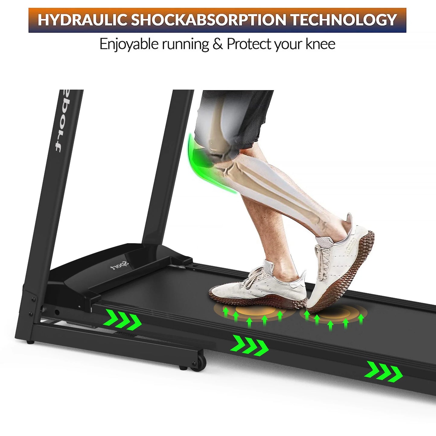 "Electric Exercise Treadmills on Sale, 55"" X 26"" X 48"" Smart Folding Treadmill with MP3 Ipad/ Cup Holder, 12 Preset Program, Motorized Running Exercise Equipment for Home, Black"