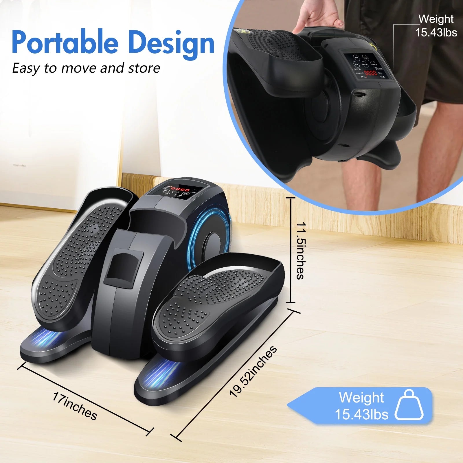 under Desk Elliptical Exercise Machine, Electric Leg Exerciser While Sitting for Seniors,12 Adjustable Speeds with Remote Control