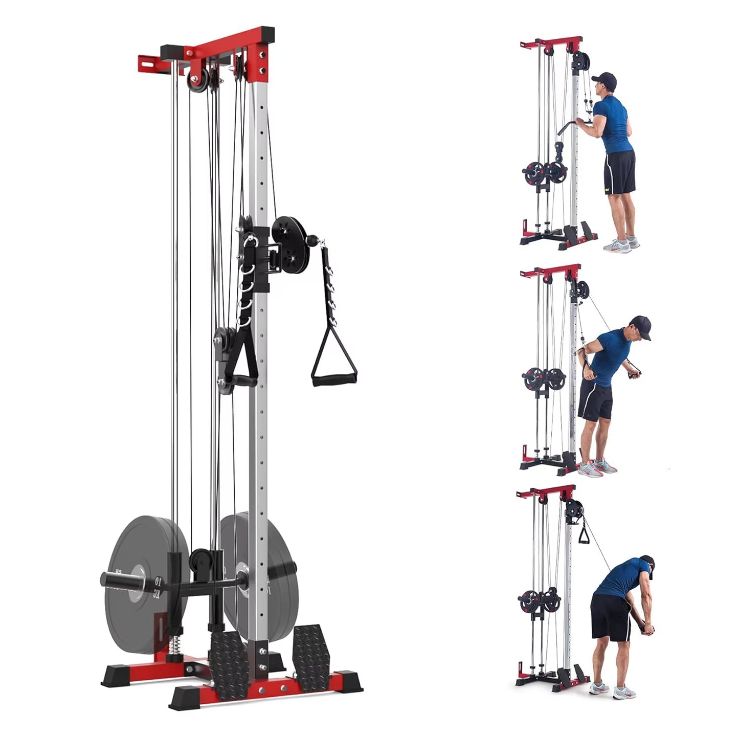 LAT Pulldown Machine,Multi-Functional Cable Machine with High and Low Pulley Station,Row Cable Machine Home Gym with Leg Support