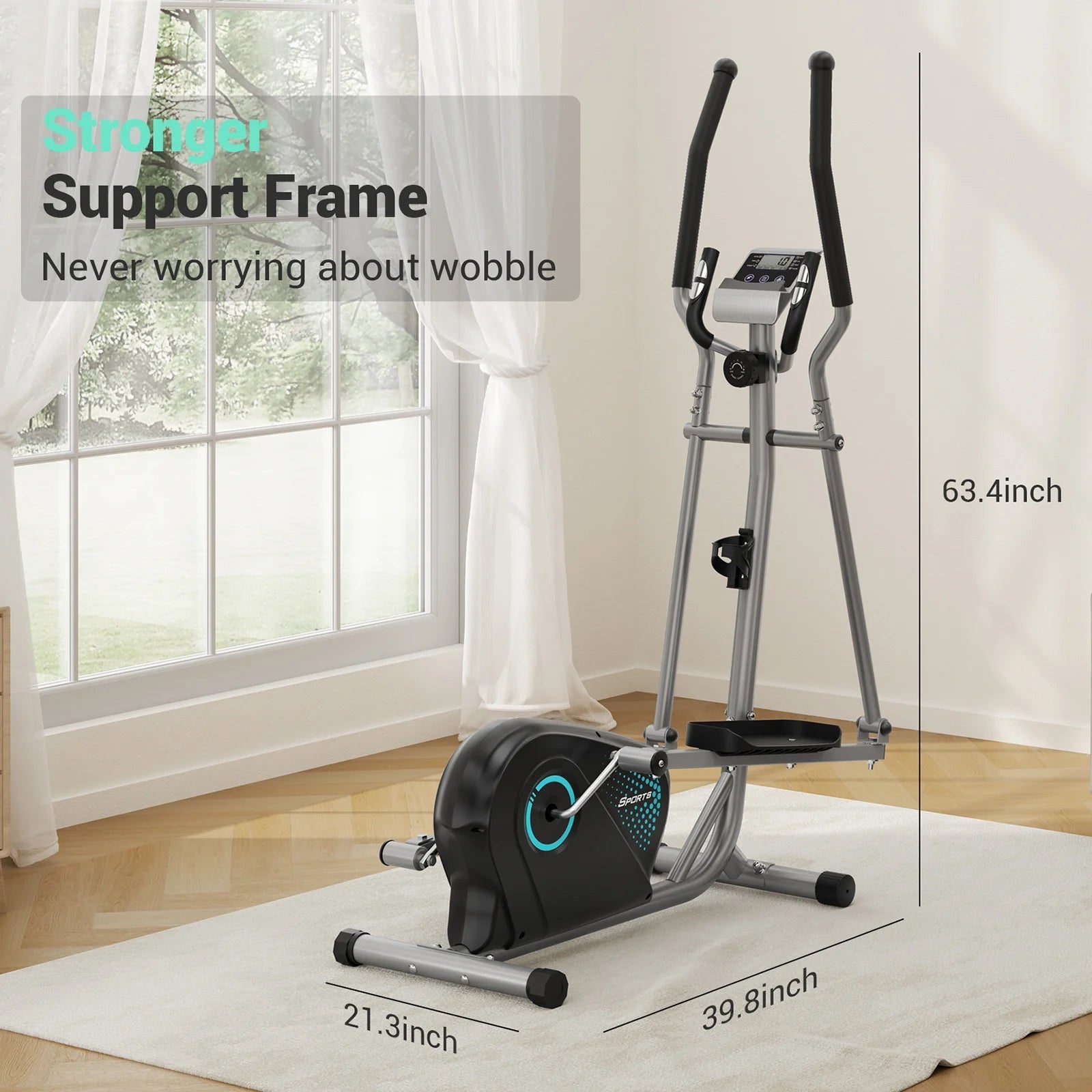 Elliptical Machine,16-Level Hyper-Quiet Drive Whit LCD Monitor  Elliptical 265LBS Capacity for Home Use