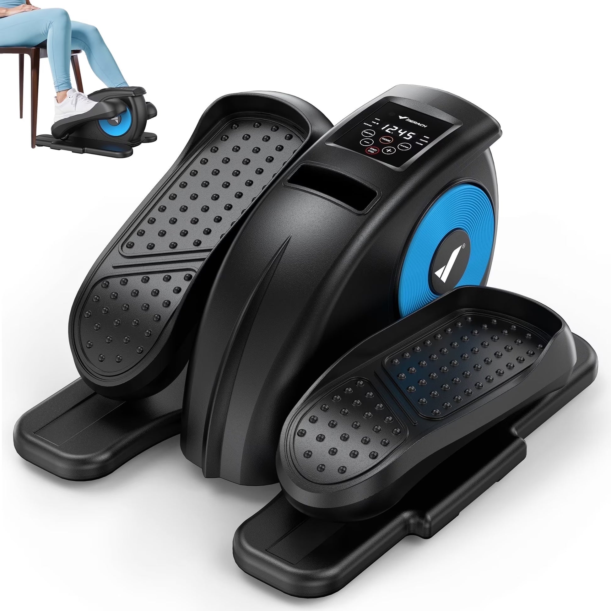 under Desk Elliptical Machine, Quiet Electric Ellipse Leg Exerciser with Remote, 12 Speed Sit-Down Pedal Exerciser for Home & Office, Gift