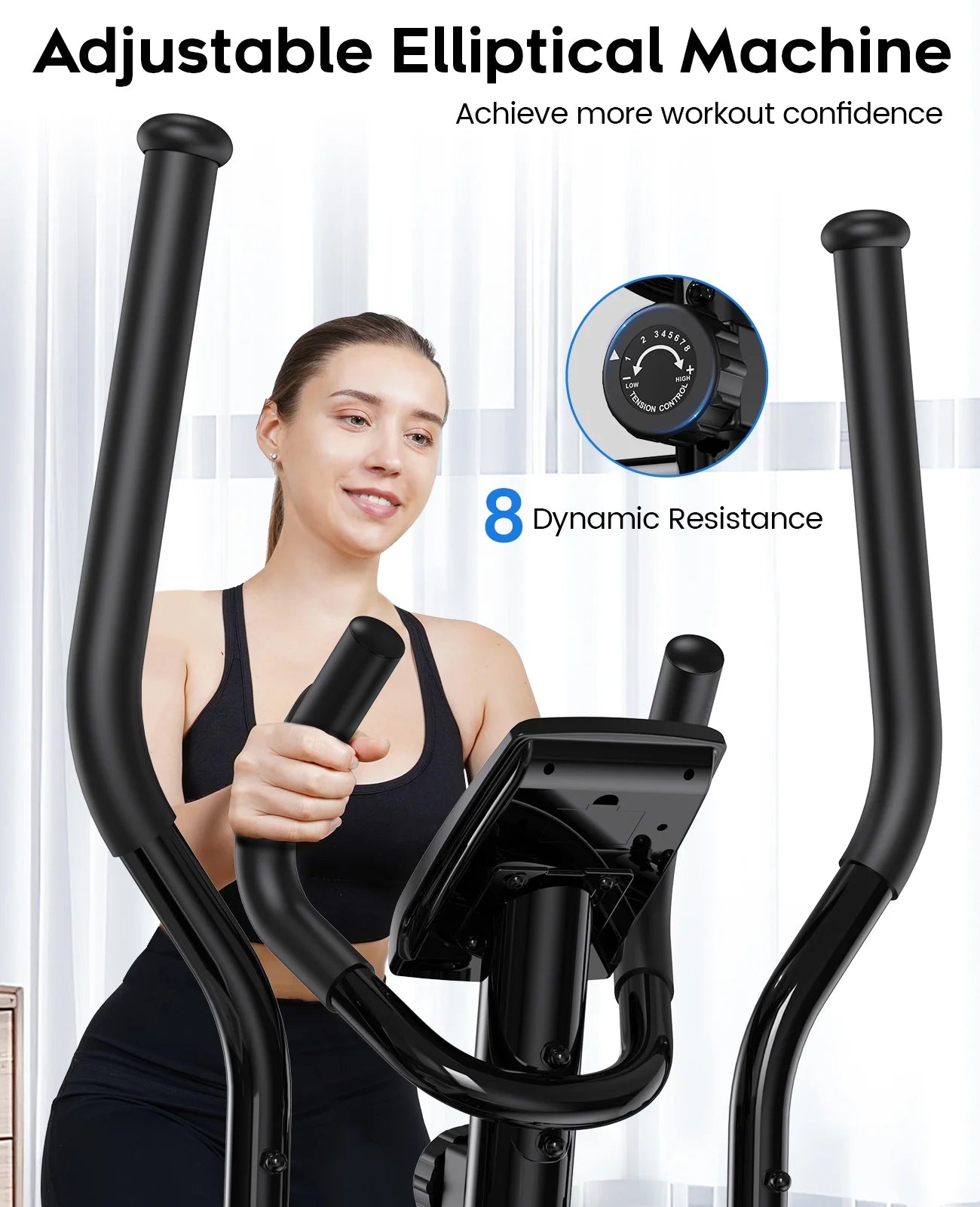 Silent Magnetic Elliptical Bike Stationary Exercise Machine for Home Gym Cardio Workout 250Lb