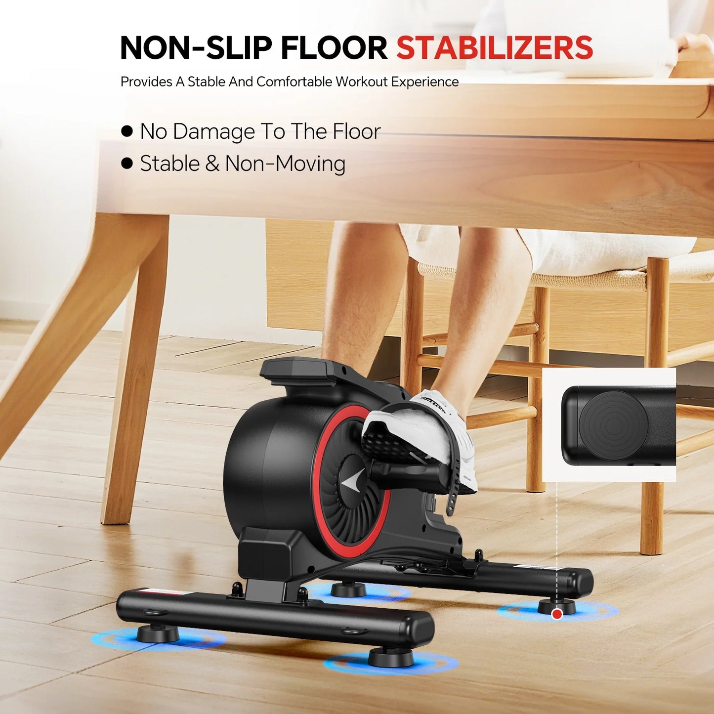 Foot Pedal Exerciser under Desk Elliptical Machine Seated Pedal Exerciser Mini Portable Leg Exercise Equipment for Seniors & Adults Weight up to 280LBS