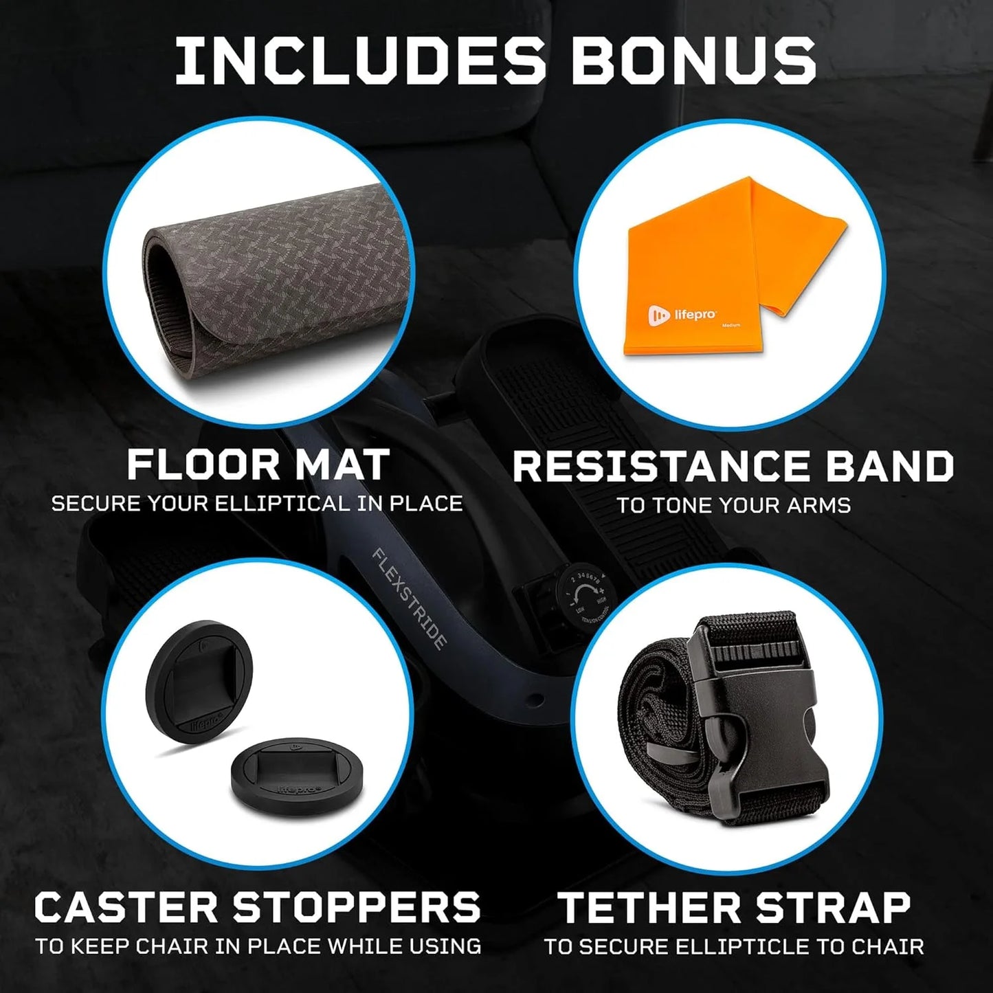 under Desk Elliptical Exercise Machine – Motorized Pedal Exerciser for Home and Office - Blue