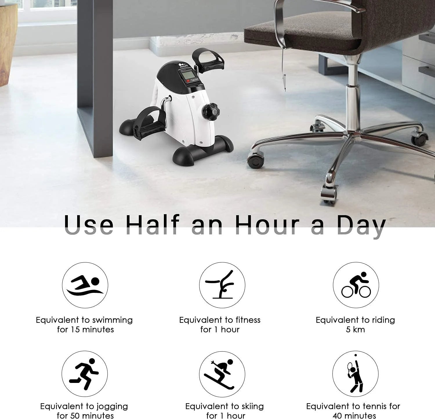 Under Desk Exercise Bike Foot Pedal Exerciser Mini Exercise Bike Equipment with LCD Screen Displays for Leg/Arm Exerciser While Sitting for Seniors Health,White
