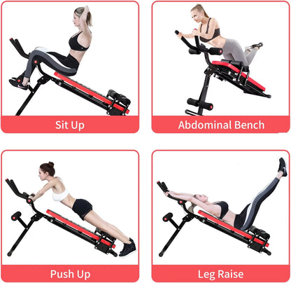 Adjustable Ab Exercise Bench, Abdominal Workout Machine Foldable Sit up Bench, Full Body Exercise Equipment with LCD Monitor