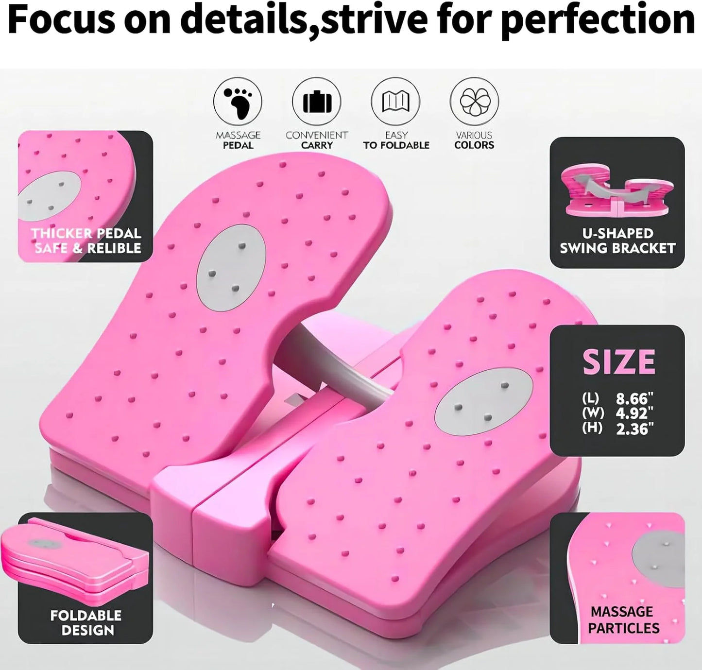 Mini Foldable Leg Exerciser Portable Foot Pedal Exercise Machine under Desk Stepper Exercising Leg Muscles Physical Therapy Leg Exercise Relieves Varicose Veins at Home Office