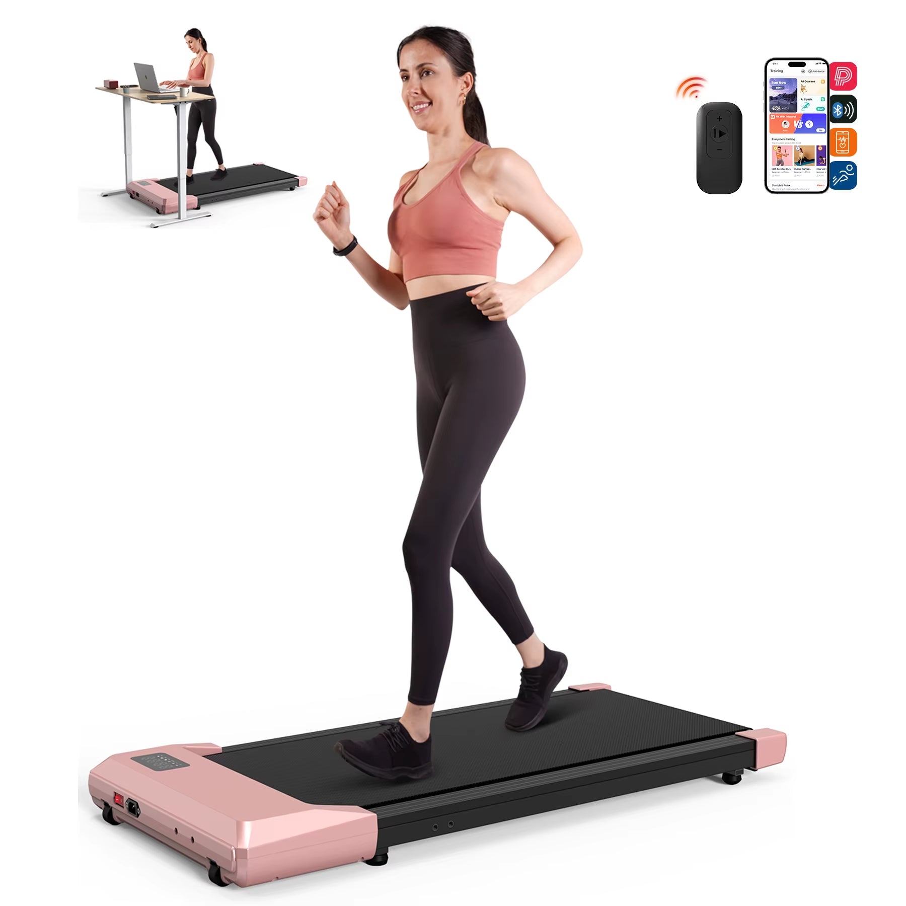 2In1 Run-Walking Pad Small Treadmill for Home&Office under Desk Treadmill with LED Display 45Db Quiet Portable Mini Treadmill
