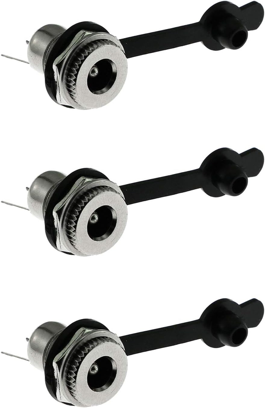 3PCS DC-099 DC Power Socket Connector with Waterproof Cover Cap,Threaded Female Panel Mounting Adapter Power Jack 5.5 X 2.5Mm
