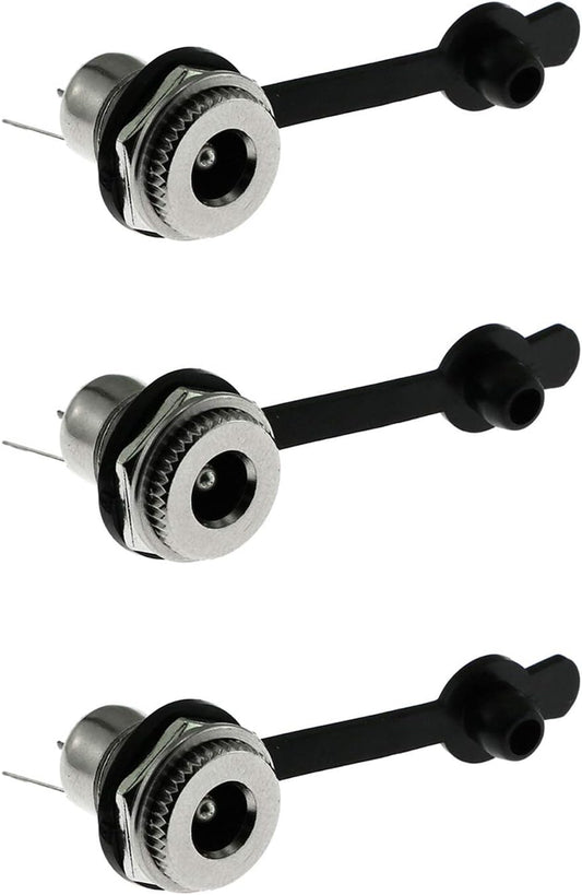 3PCS DC-099 DC Power Socket Connector with Waterproof Cover Cap,Threaded Female Panel Mounting Adapter Power Jack 5.5 X 2.5Mm