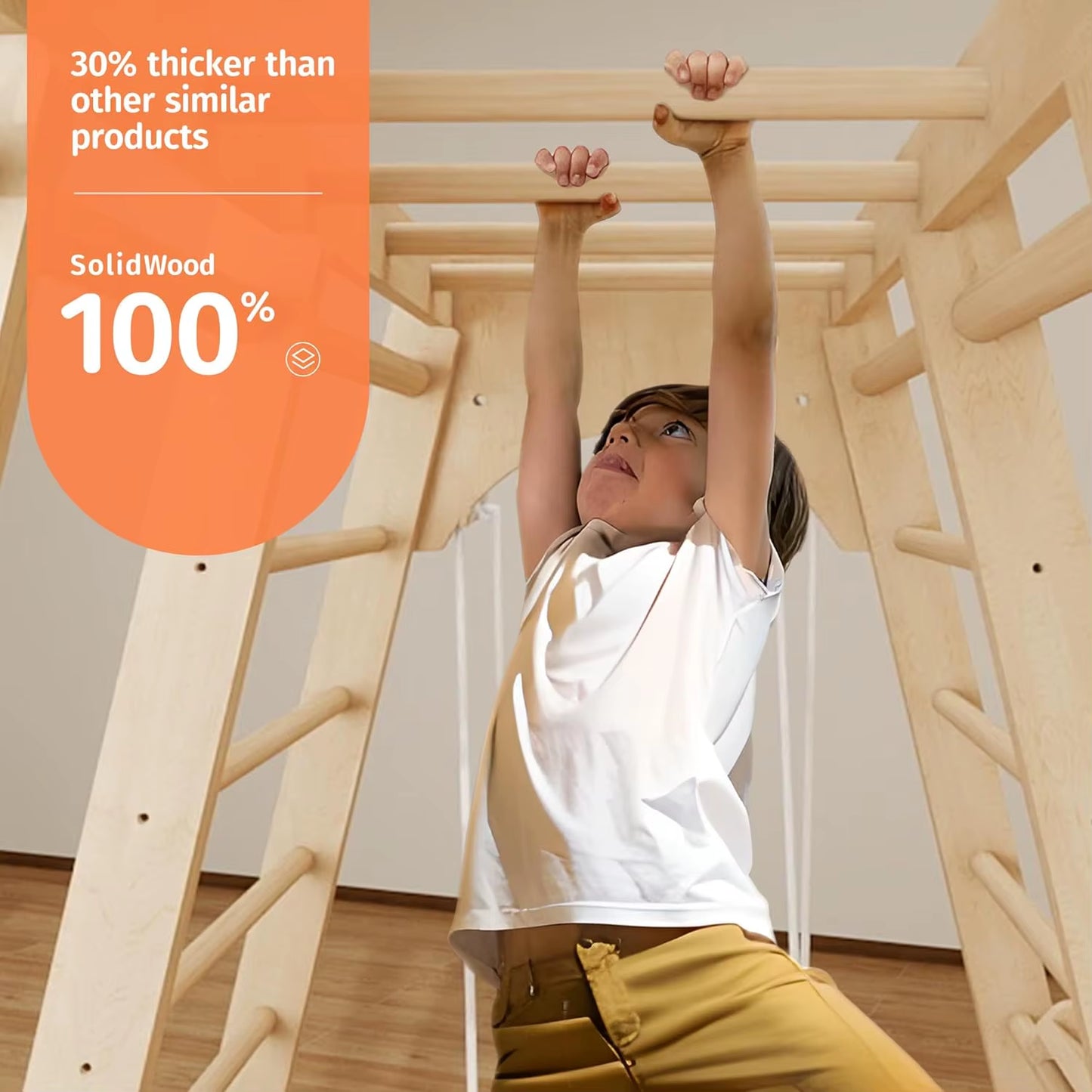 Indoor Jungle Gym, Montessori Climbing Toys, Toddler Indoor Playground Set 8-In-1 with Swing, Armband, Rock Climb Wall, Slide, M