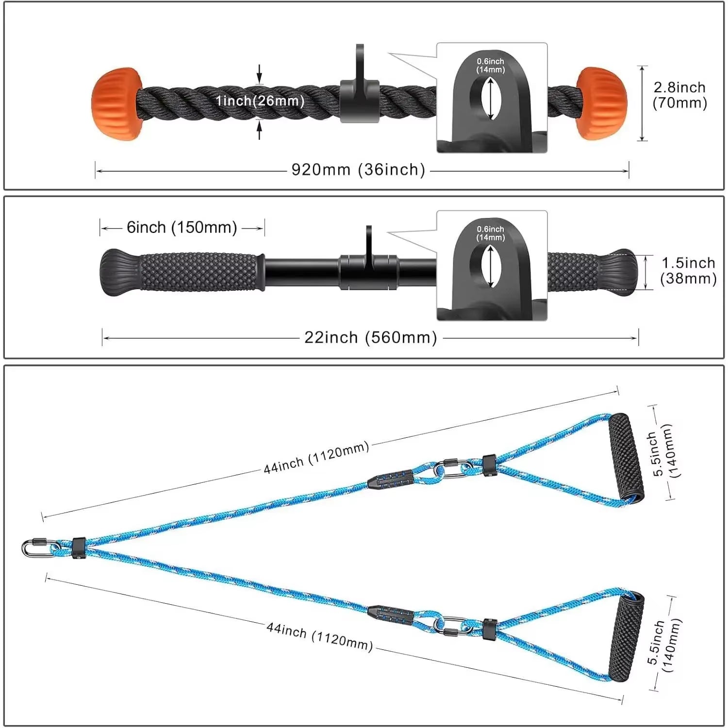 YOU-48'' Heavy Duty Pull up Bar Wall Mount Multi-Function Chin up Bar with Home Gym Cable Pulley System LAT Pulldown Workout