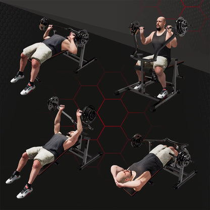 Bench Press Set Chest Press Machine with Independent Converging Arms Adjustable Flat Incline Bench Press with Dumbbell Rack For